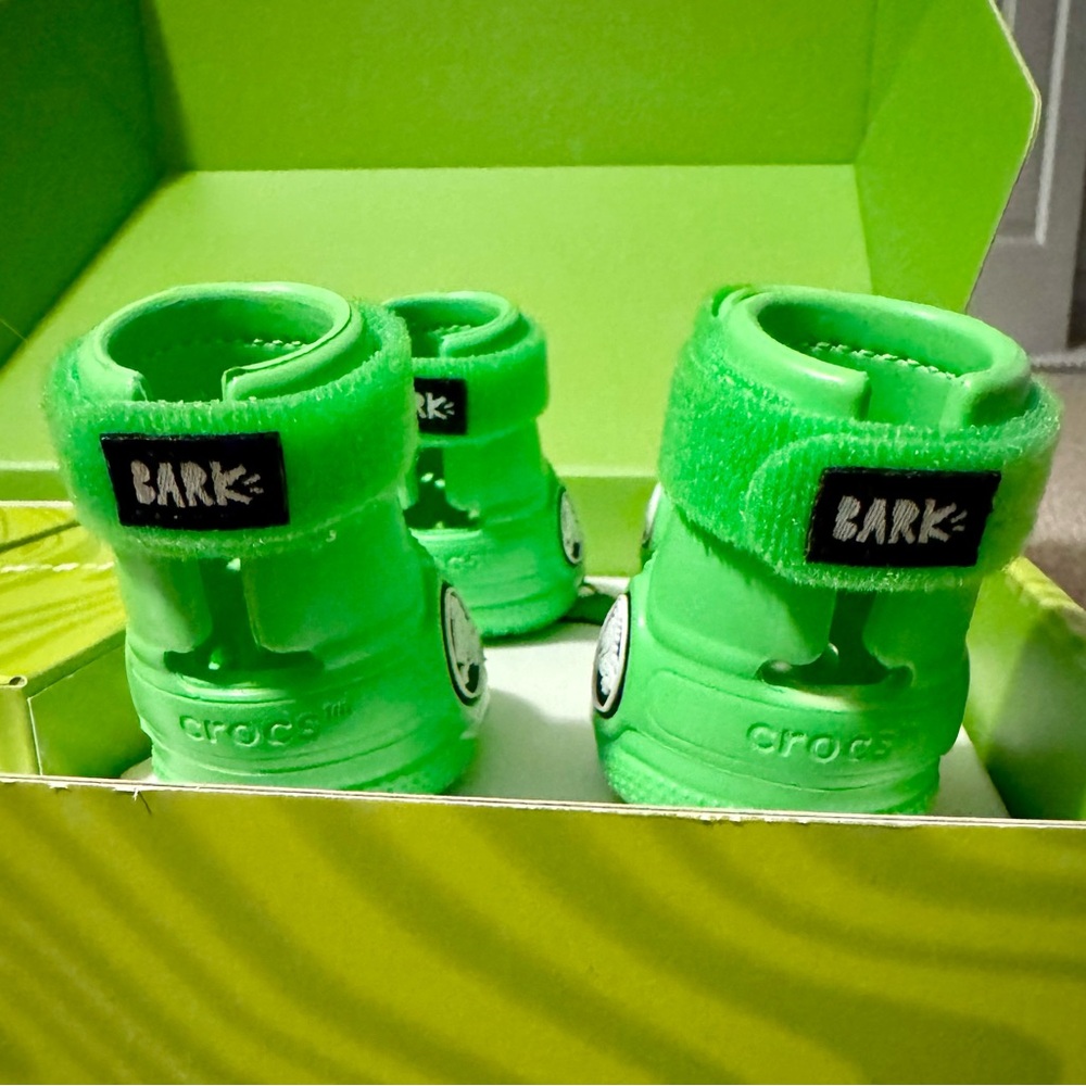 NEW NIB BARK Dog Crocs Limited Ed. Green Slime Swirl w/ Velcro Small S Small - Picture 14 of 16